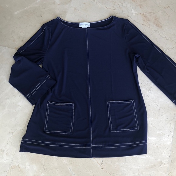 COBALT BLUE/WHITE STITCHING TOP - Picture 6 of 6